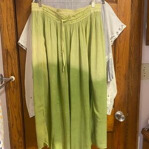 Light Green Ombre Maxi Skirt with Drawstring Waist
